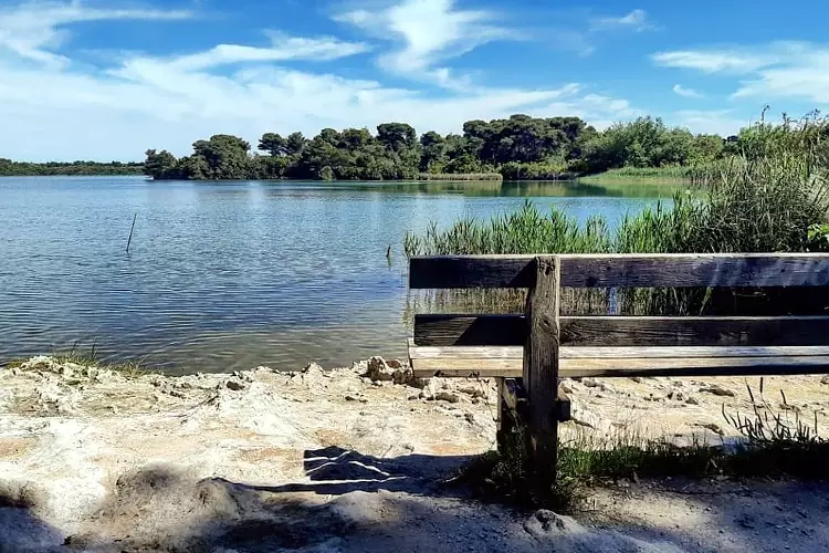 Laghi Alimini Grande, uno dei laghi salmastri in uno splendido ambiente naturale.