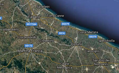 Mappa della Valle d'Itria in Puglia.